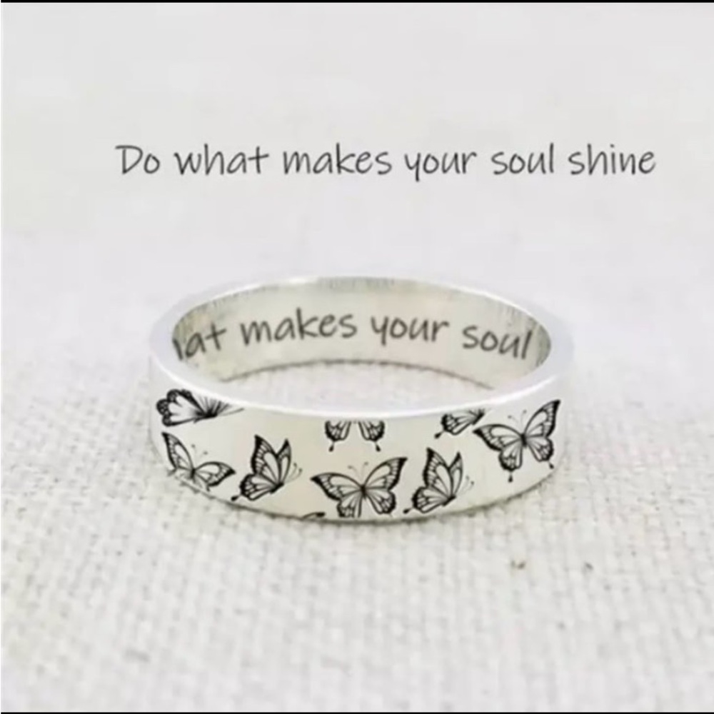 New! Vintage Engraved “Do What Make Your Soul Shine” Butterfly Ring Size 9